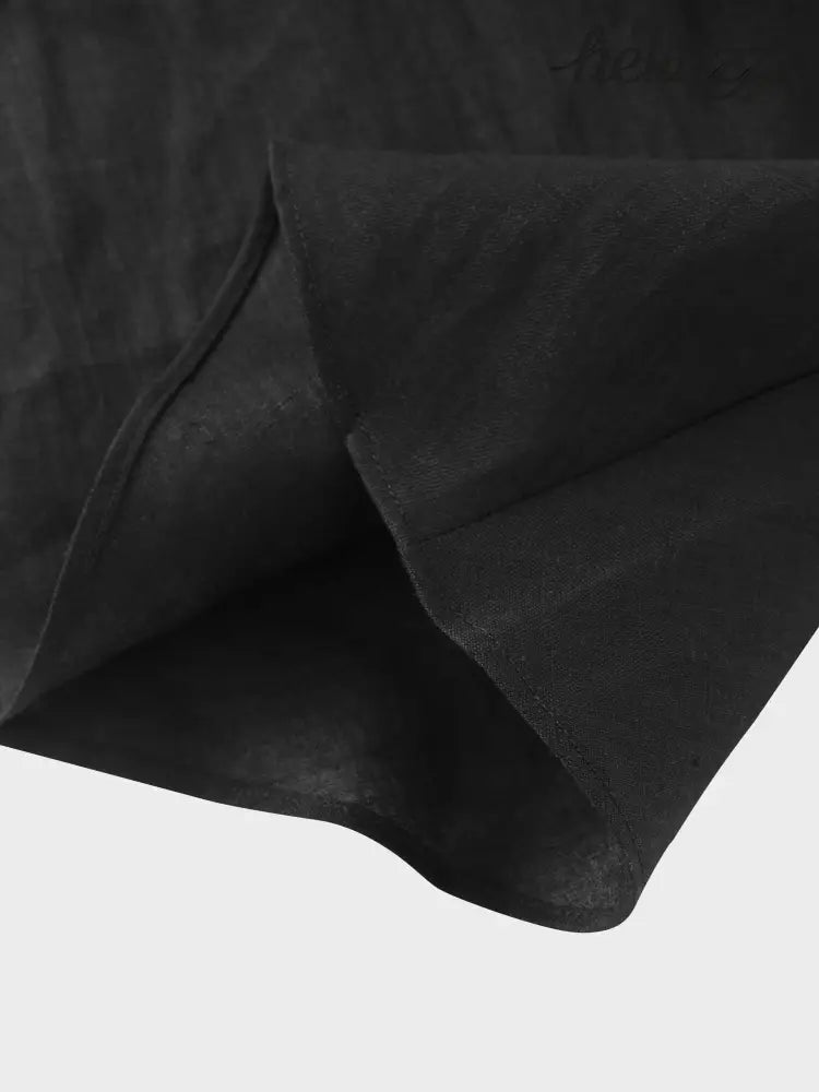 Linen Slip Black Skirt - Skirts
