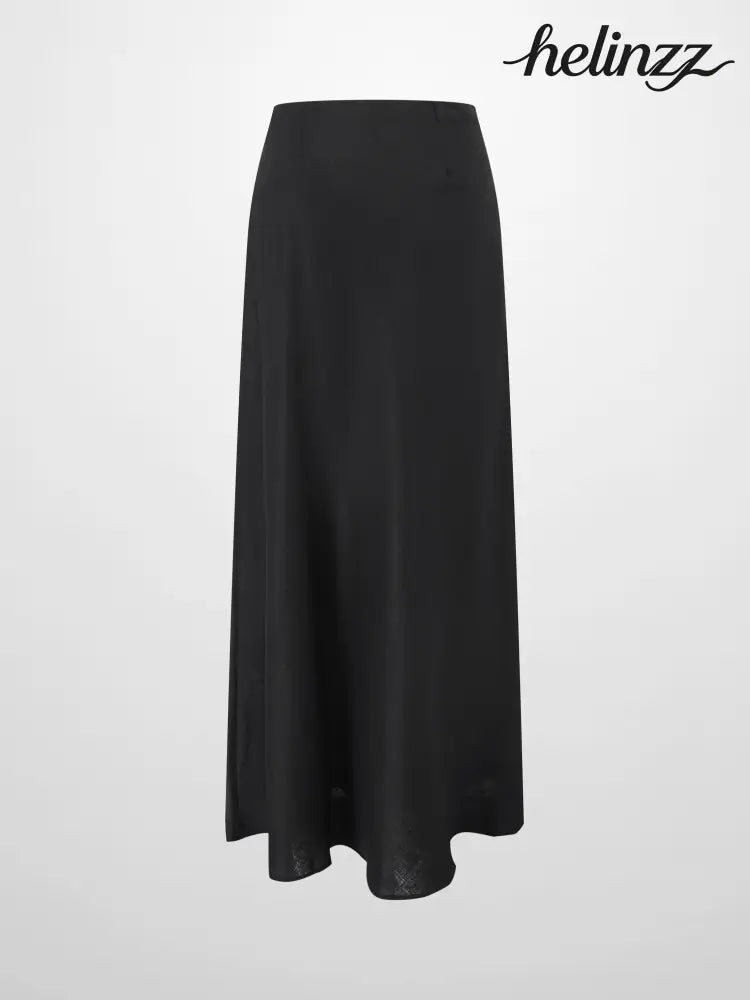 Linen Slip Black Skirt - Skirts