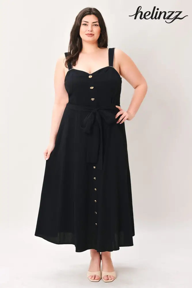 Lovely Noir Woven Midi Dress - Flying Tomato - DRESSES