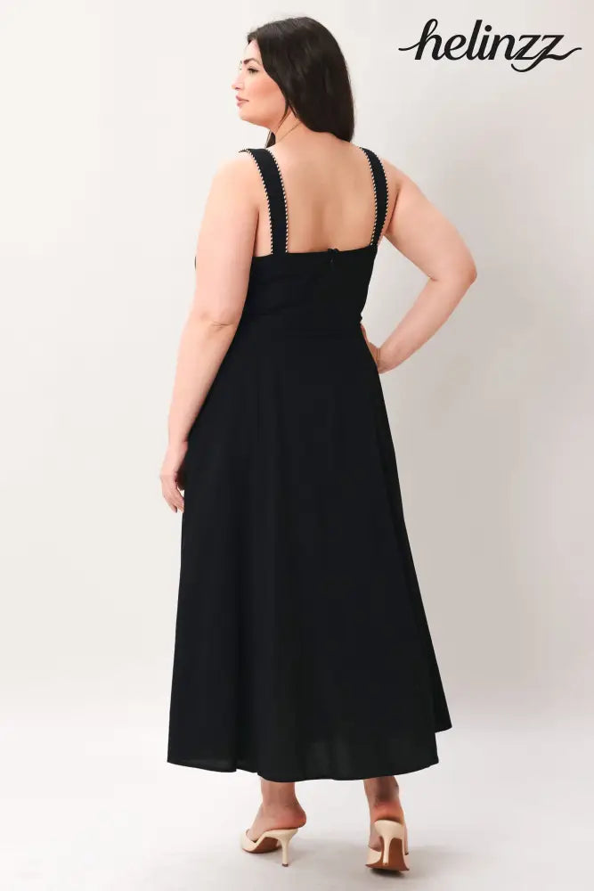 Lovely Noir Woven Midi Dress - Flying Tomato - DRESSES