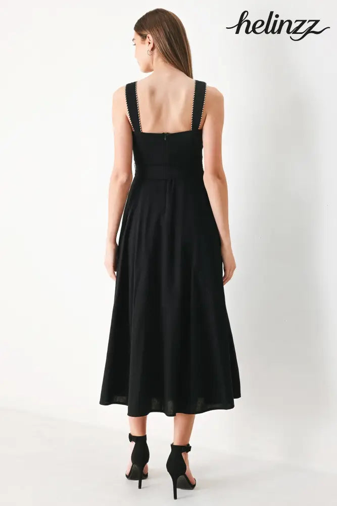 Lovely Noir Woven Midi Dress - Flying Tomato - DRESSES