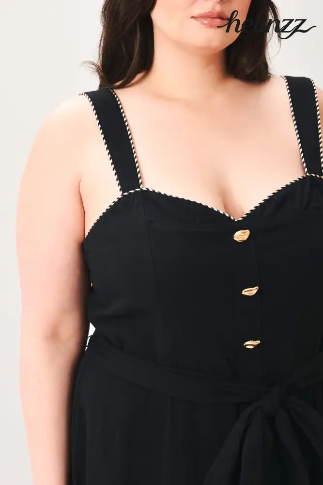 Lovely Noir Woven Midi Dress - Flying Tomato - DRESSES