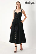 Lovely Noir Woven Midi Dress - Flying Tomato - DRESSES