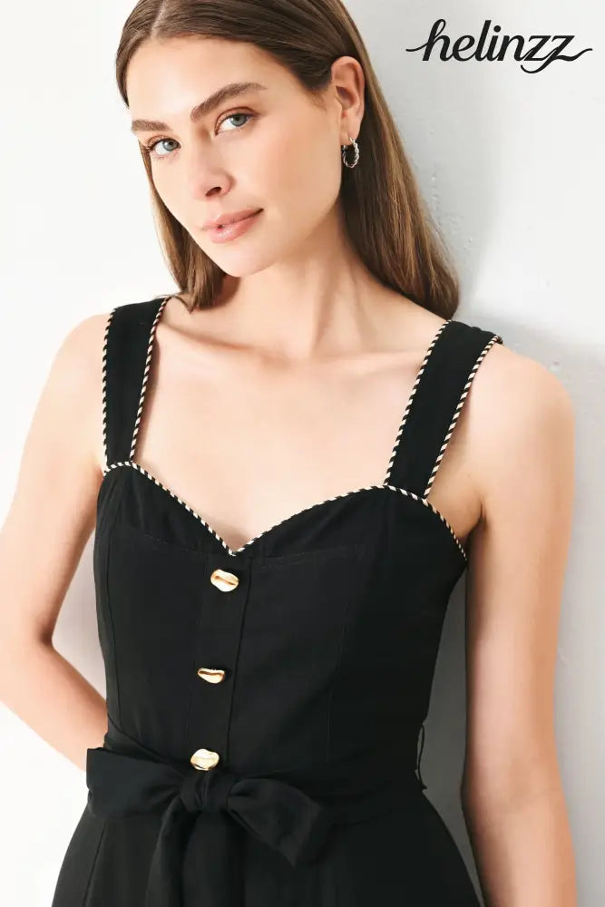 Lovely Noir Woven Midi Dress - Flying Tomato - DRESSES
