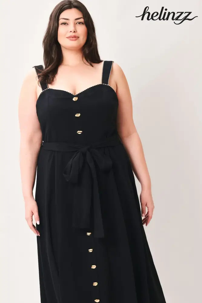 Lovely Noir Woven Midi Dress - Flying Tomato - DRESSES