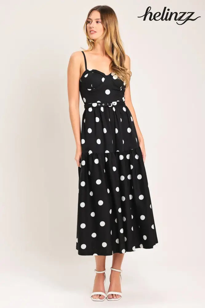 Monroe Dot Woven Midi Dress - Flying Tomato - DRESSES
