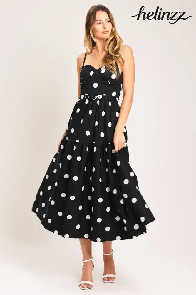 Monroe Dot Woven Midi Dress - Flying Tomato - DRESSES