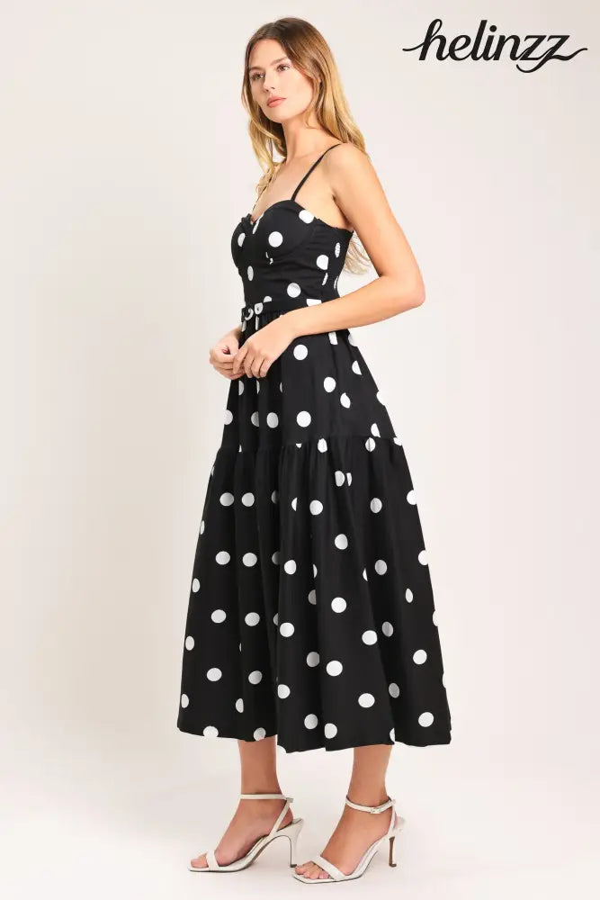 Monroe Dot Woven Midi Dress - Flying Tomato - DRESSES