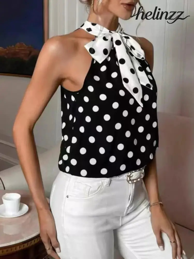 Polka Dot Tie Front Cami