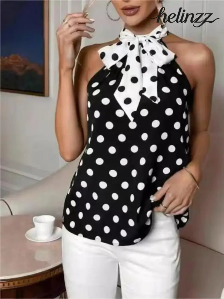 Polka Dot Tie Front Cami