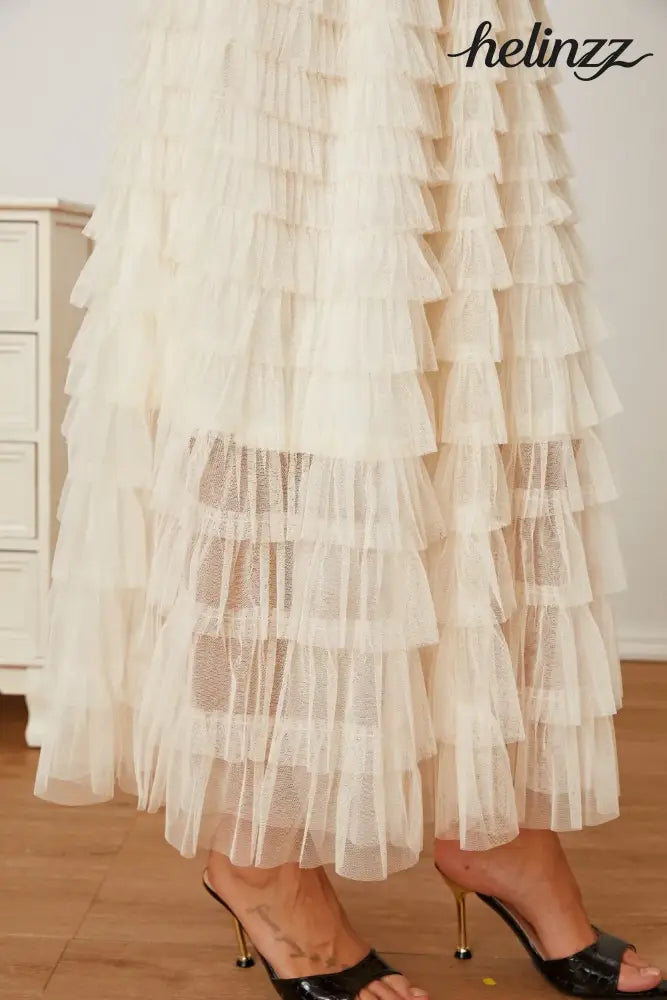 Ruched High Waist Tiered Skirt
