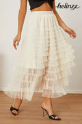 Ruched High Waist Tiered Skirt