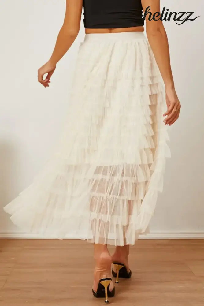 Ruched High Waist Tiered Skirt
