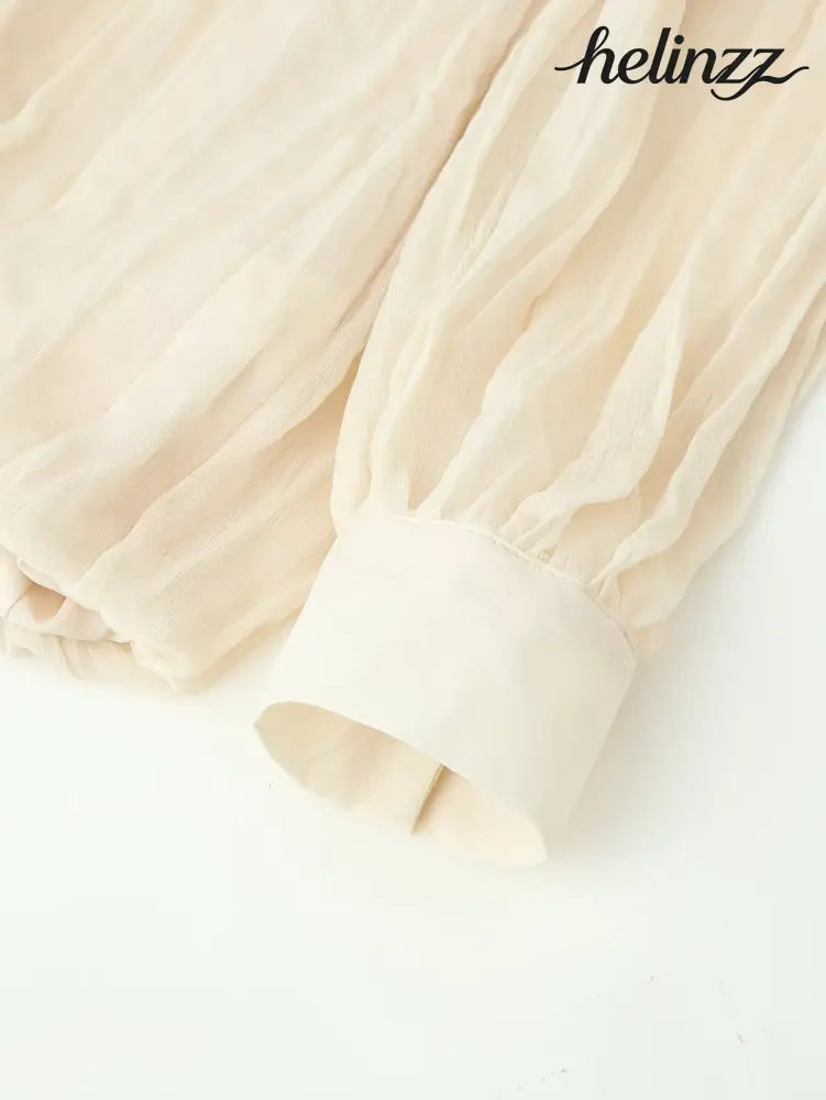 Spring Summer Pleated Asymmetric Blouse