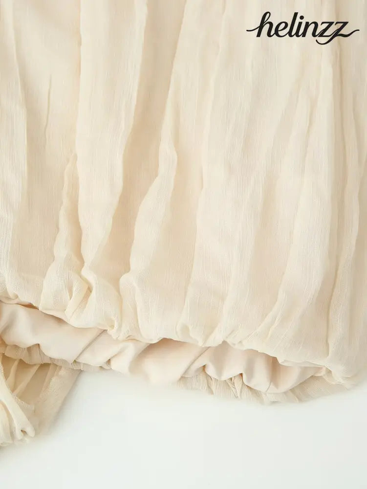 Spring Summer Pleated Asymmetric Blouse