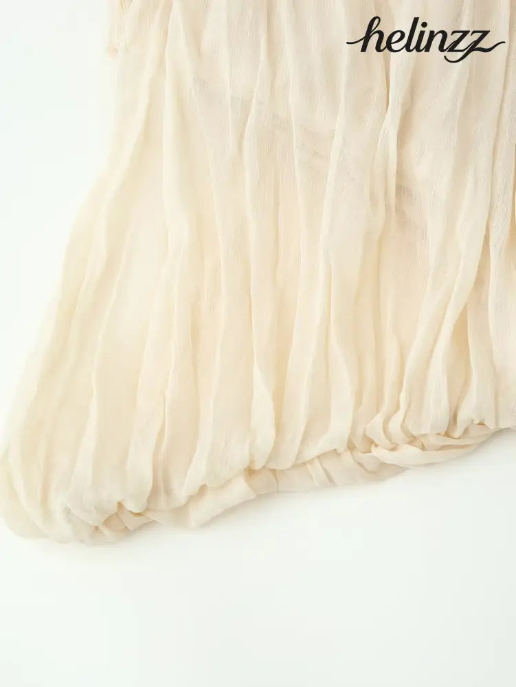 Spring Summer Pleated Asymmetric Blouse