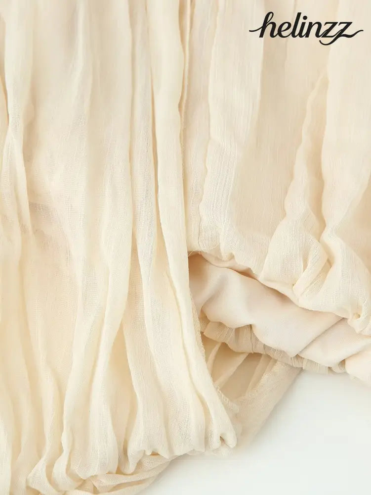 Spring Summer Pleated Asymmetric Blouse