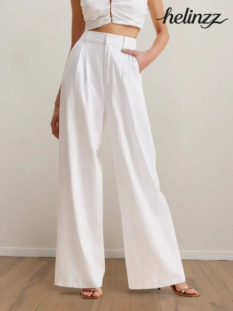 Strapless Peplum Top and Wide Leg Pants Set