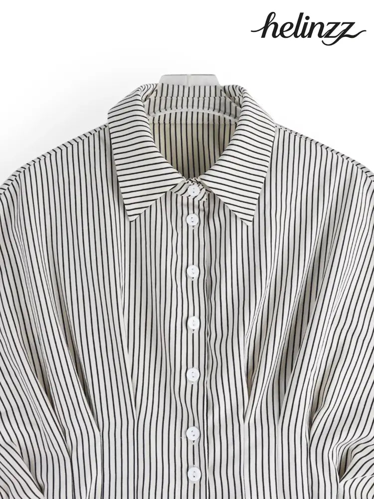 Striped Cinched Waist Shirt