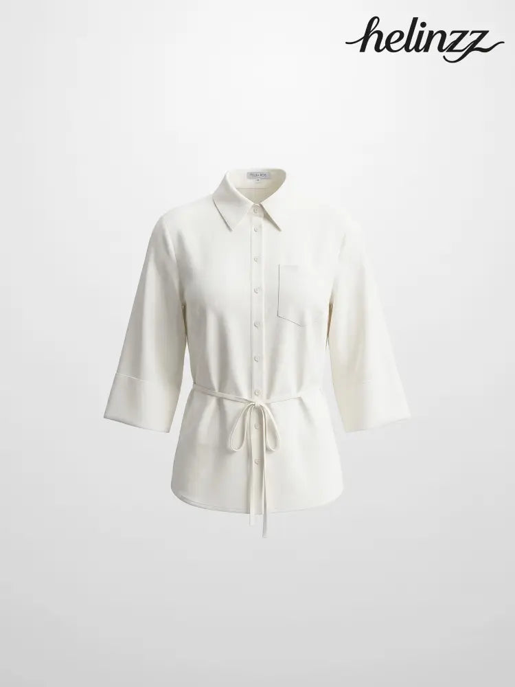 Tie Back Blouse - White - Tops