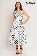 Vintage Whisper Polka Woven Midi Dress - Flying Tomato - DRESSES